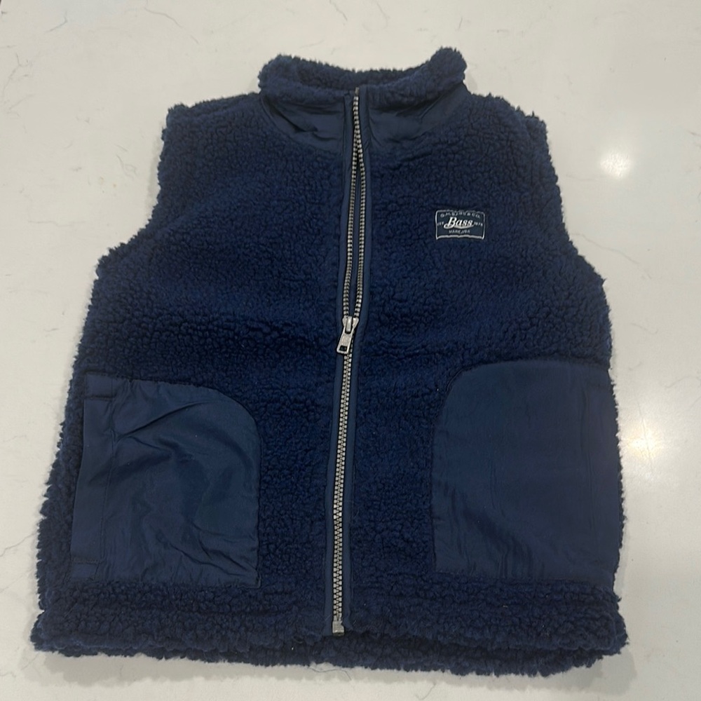 Navy Blue Sherpa Vest with Zip Closure